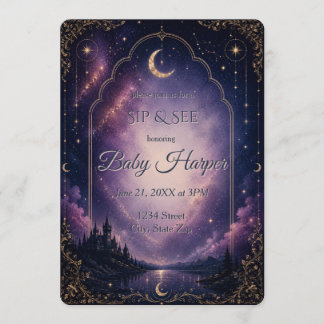 Convites Castelo Celestial Lua e Estrelas Sip and See
