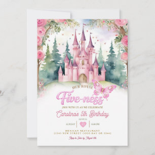 Convites Castelo da Borboleta Rosa Aniversário de Sua Altez