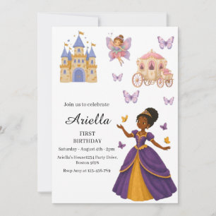 Convites Castelo da Princesa Negra Conto de Fadas Menina An
