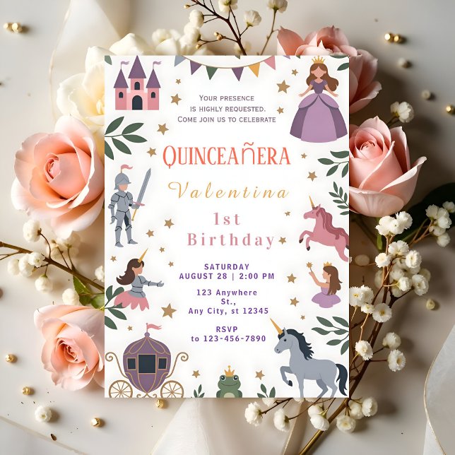 Convites Castelo da Princesa Unicórnio 1º Aniversário (Criador carregado)
