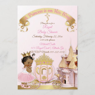 Convites Castelo de Carruagem da Princesa Real Rosa Dourado