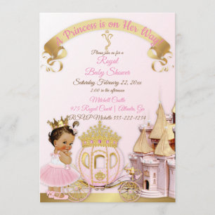 Convites Castelo de Carruagem da Princesa Real Rosa Dourado