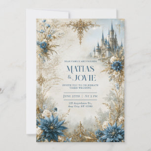 Convites Castelo de Casamento Blue Blossom
