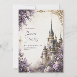 Convites Castelo de Casamento com Flor de Lavanda