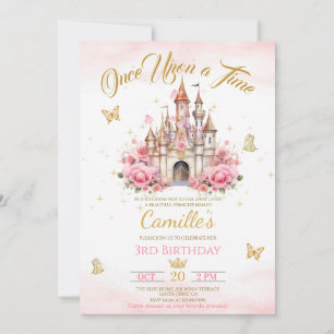 Convites castelo de princesa do Era Uma Vez aniversário
