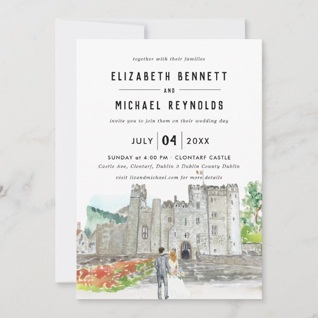 Convites Castelo Elegante | Fim de Semana de Casamento Ilus (Frente)