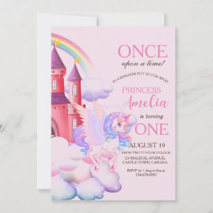 Convites Castelo Mágico Rosa Unicórnios 1rua Princesa Anive