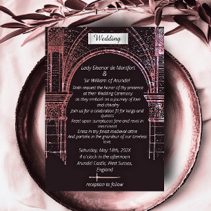 Convites Castelo Medieval Moody Rosa Casamento Pergaminho F