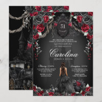 Castelo Quinceanera Red Black Rosa Gothic Hauned