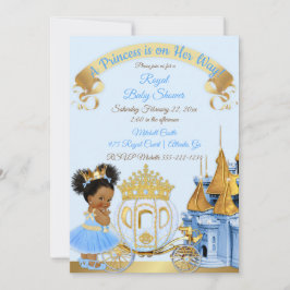 Convites Castelo Real da Princesa Carruagem Azul Dourado Me