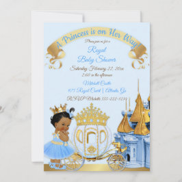 Convites Castelo Real da Princesa Carruagem Azul Dourado Me
