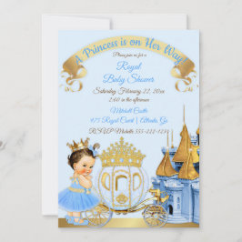 Convites Castelo Real da Princesa Carruagem Azul Dourado Me