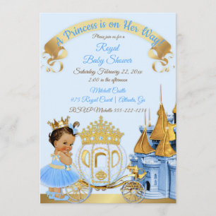 Convites Castelo Real Princesa Carruagem Azul Dourado Menin