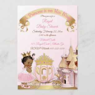 Convites Castelo Real Princesa Carruagem Rosa Dourado Menin