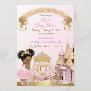 Convites Castelo Real Princesa Carruagem Rosa Dourado Menin