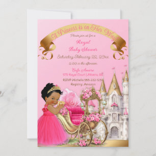 Convites Castelo Real Princesa Carruagem Rosa Dourado Menin
