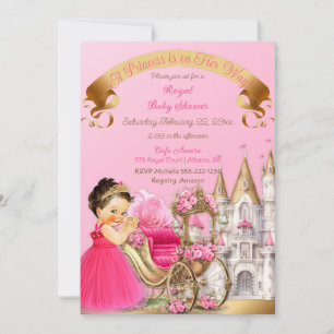 Convites Castelo Real Princesa Carruagem Rosa Dourado Menin
