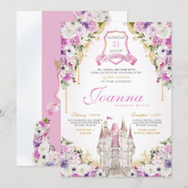 Convites Castelo Real Quinceanera, Princesa Púrpura Rosa