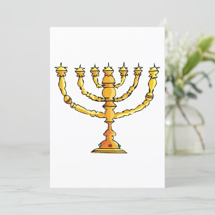 Convites Castiçal Judaico Menorá Dourada