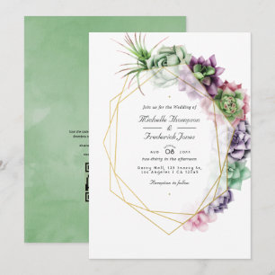 Convites Casuais Suculentas Código QR RSVP Casamento