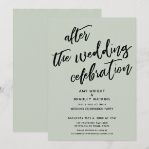 Convites Casual Após a Celebração do Casamento Verde Salvia
