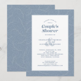 Convites Casual Azul Moderno Dusty Casual do Chá casal