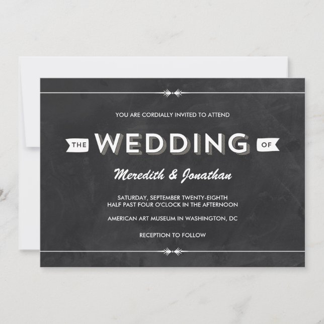 Convites Casual Chalkboard Wedding (Frente)