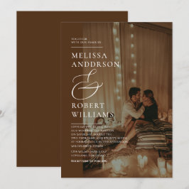 Convites Casual Chic Dourado e Brown Photo Wedding