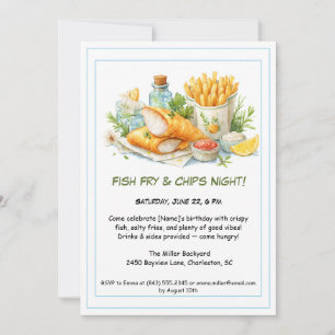 Convites Casual de frutos do mar - aniversário de Fritura d