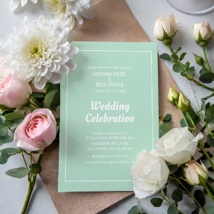 Convites Casual Elegant Green Photo Wedding