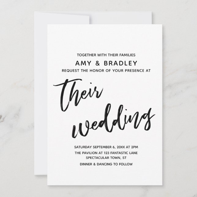 Convites Casual Handwriting Tipografia Simples Casamento (Frente)