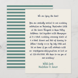 Convites Casual Retro Quirky Manuscrito Verde Casamento Azu