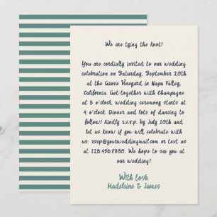 Convites Casual Retro Quirky Manuscrito Verde Casamento Azu