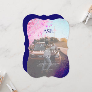 Convites Casual Whimsical Pink Blue Glitter Foto Casual