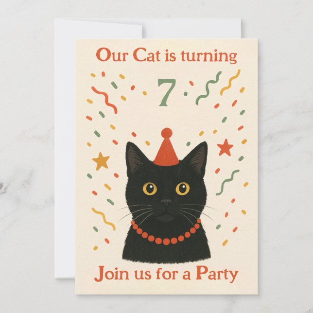 Convites Cat Birthday Invitation (Frente)
