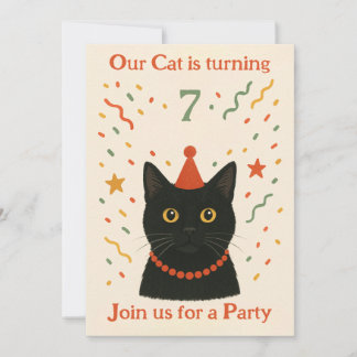Convites Cat Birthday Invitation