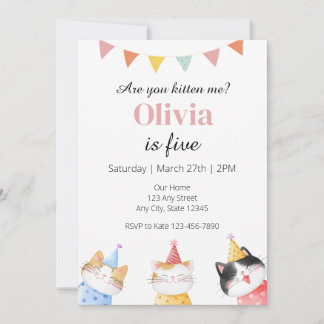 Convites Cat Birthday Invitation, você me cozinha?