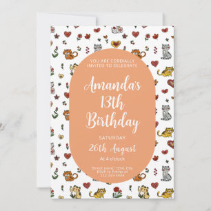 Convites Cat Birthday Invite - Festa de Arte