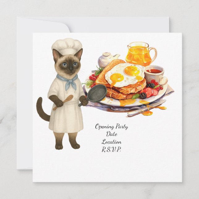 Convites Cat Chef Cooking Party for Cat Lovers  (Frente)
