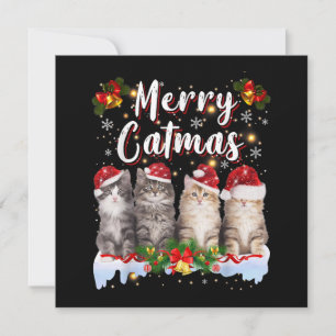 Convites Cat Christmas Santa Hat Engraçado Feliz Catmas