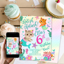 Cat Meowmaid Sereid Girl Festa de aniversário