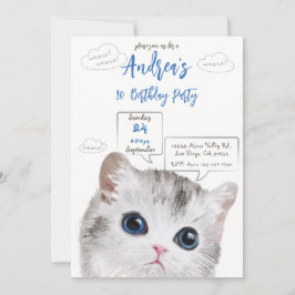 Convites Cat Themed Aniversário - Aniversário da Criança