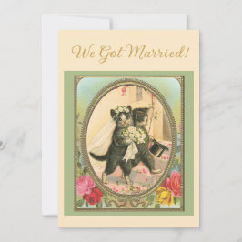 Convites Cat Themed Wedding announcement Ivory and green
