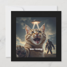 Convites Cat Tomando Selfie com OVNI e Presente Engraçado d