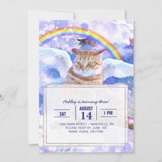 Convites Cat Unicorn - Caticorn (Frente)