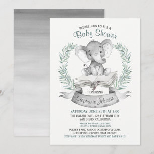 Convites Catálogo de Chás de fraldas de Elefante de Aquarel