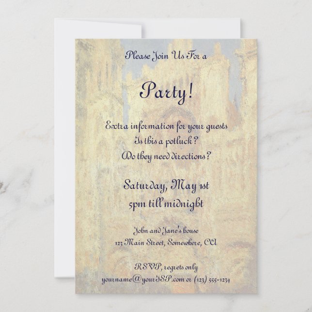 Convites Catedral de Rouen, Sunset por Claude Monet (Frente)