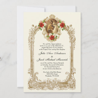 CONVITES CATHOLIC CHRISTMAS POINSETTIA WEDDING INVITATIONS