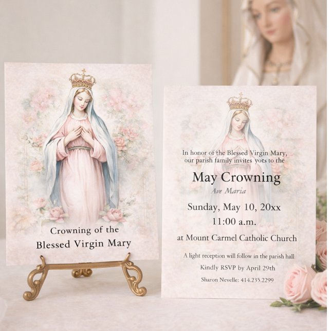 Convites Catholic May Crowning Invitation Blessed Mary (Criador carregado)