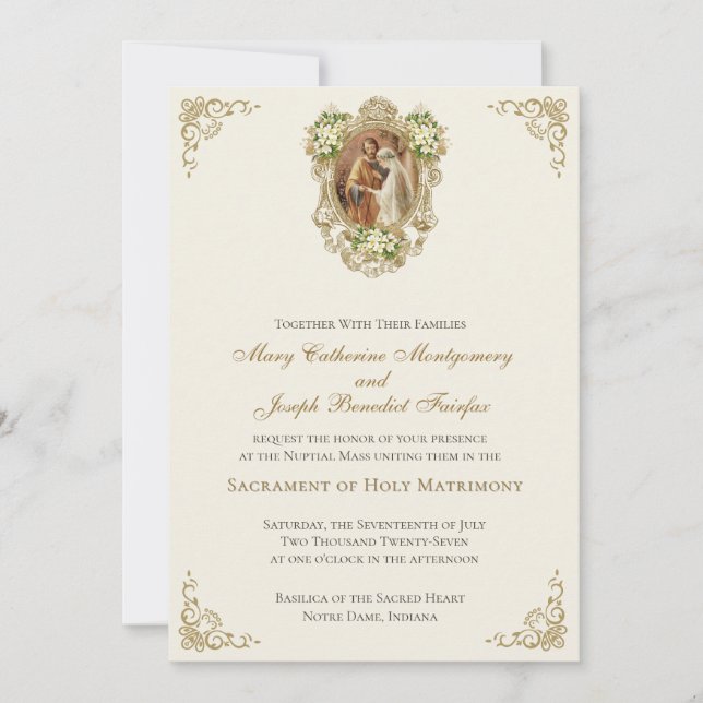 Convites Catholic Wedding Heirloom Nuptial Mass  (Frente)